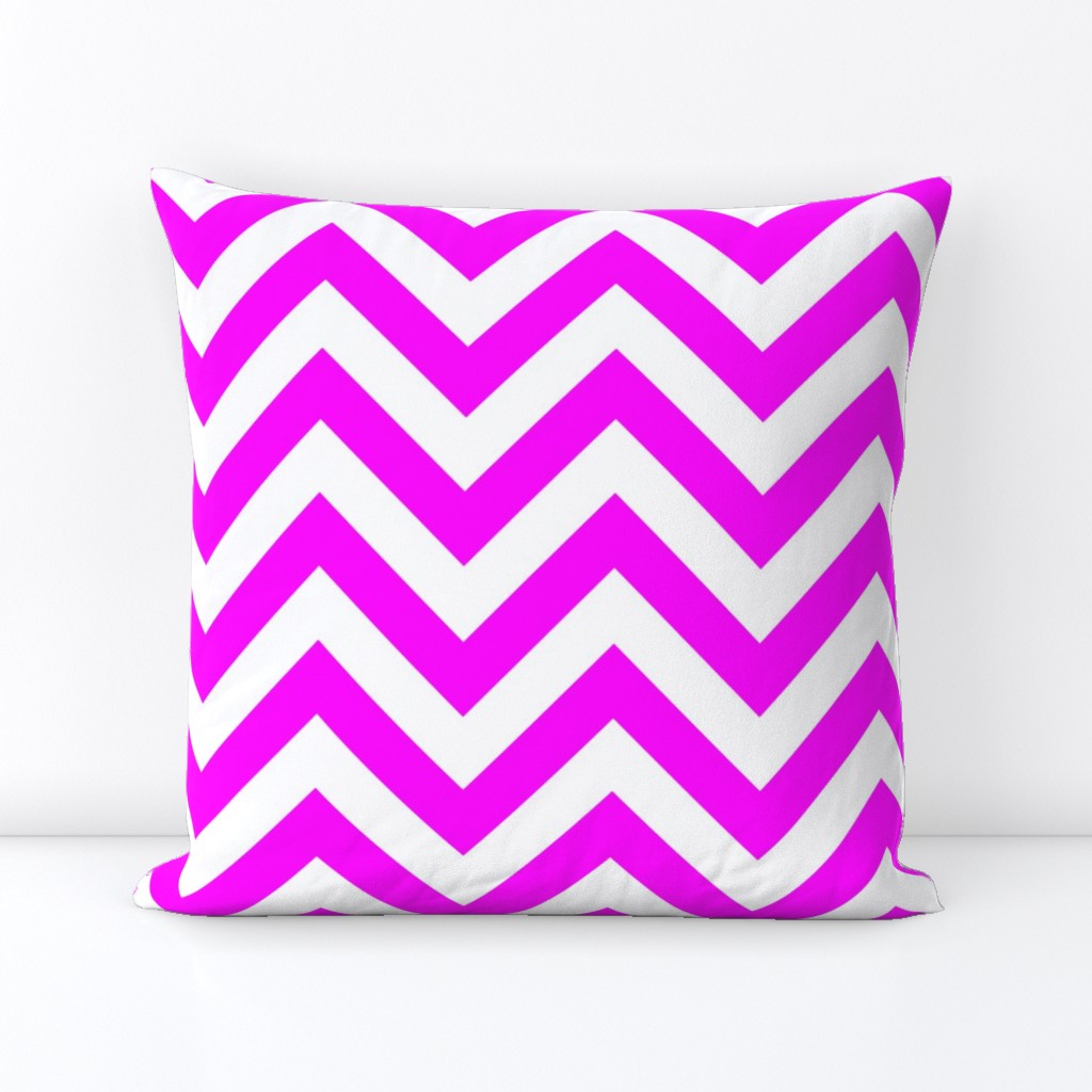 Six Inch Pink and White Chevron Stripes