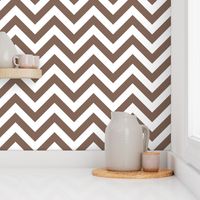 Six Inch Taupe Brown and White Chevron Stripes