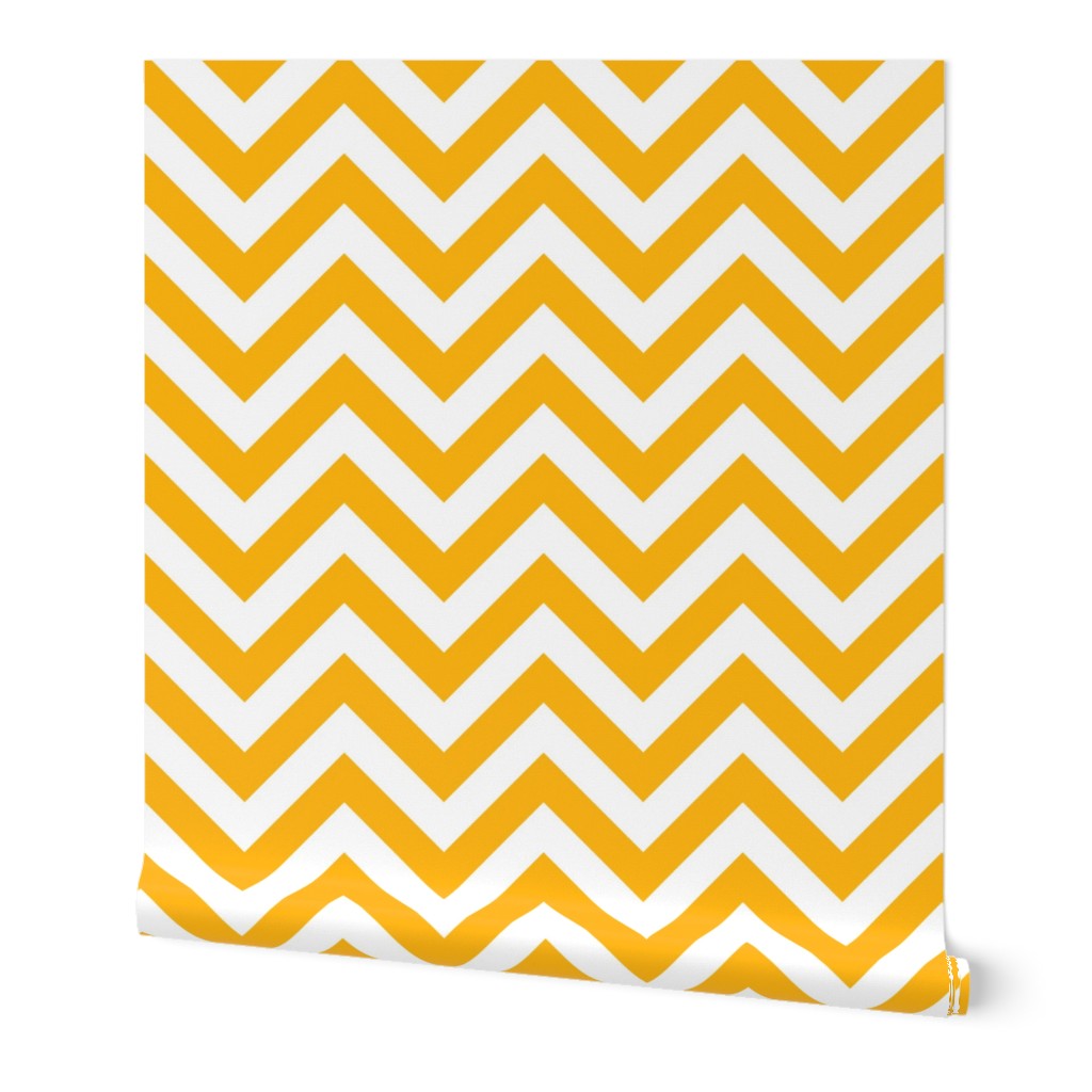 Six Inch Yellow Gold and White Chevron Stripes