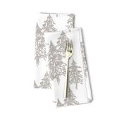 Evergreen Trees- beige on white