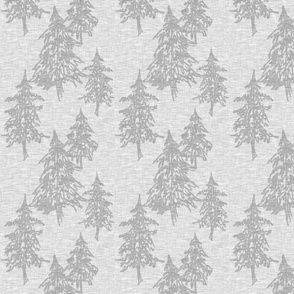 Evergreen Trees on Linen- Grey