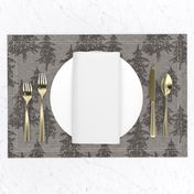 Evergreen Trees on Linen- pewter