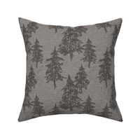 Evergreen Trees on Linen- pewter