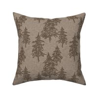 Evergreen Trees on Linen - Mocha