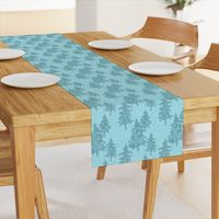 Evergreen Trees on Linen- ice blue