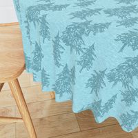 Evergreen Trees on Linen- ice blue