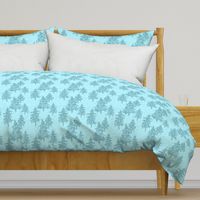 Evergreen Trees on Linen- ice blue