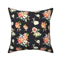 Amelie Black and Red Floral Fabric