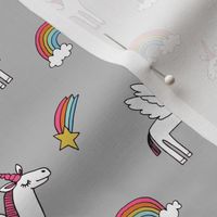 pegasus // magic unicorn shooting stars and rainbows nursery fabric grey bright