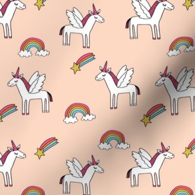 pegasus // magic unicorn shooting stars and rainbows nursery fabric pastel