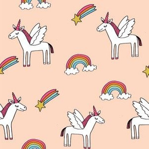 pegasus // magic unicorn shooting stars and rainbows nursery fabric pastel