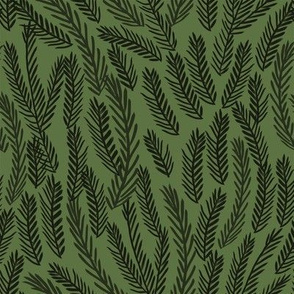 pine needles christmas tree fabric pattern minimal forest winter dark green