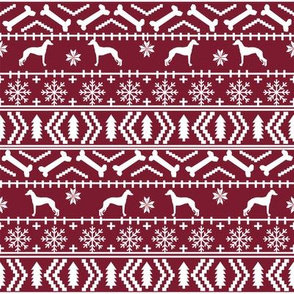 Italian Greyhound fair isle silhouette christmas fabric pattern ruby