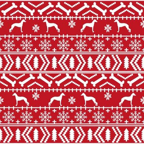 Italian Greyhound fair isle silhouette christmas fabric pattern red
