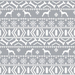 Italian Greyhound fair isle silhouette christmas fabric pattern grey