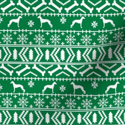 Italian Greyhound fair isle silhouette christmas fabric pattern green