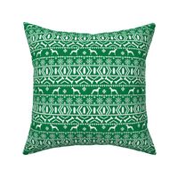 Italian Greyhound fair isle silhouette christmas fabric pattern green