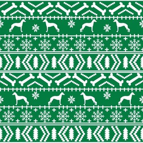 Italian Greyhound fair isle silhouette christmas fabric pattern green