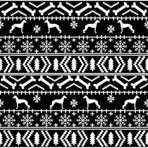 Italian Greyhound fair isle silhouette christmas fabric pattern black and white
