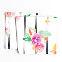 Cute Watercolor Floral with Stripes