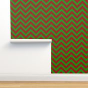 Six Inch Christmas Green and Dark Red Chevron Stripes