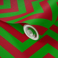 Six Inch Christmas Green and Dark Red Chevron Stripes