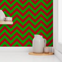Six Inch Christmas Green and Dark Red Chevron Stripes