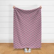 Six Inch Carnation Pink and Medium Gray Chevron Stripes