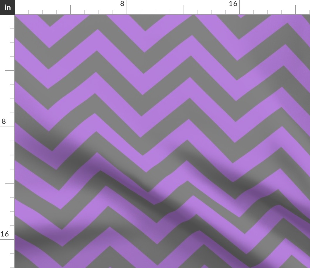 Six Inch Lavender Purple and Medium Gray Chevron Stripes