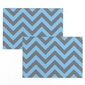 Six Inch Light Sky Blue and Medium Gray Chevron Stripes