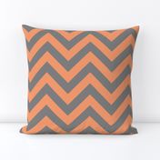 Six Inch Peach and Medium Gray Chevron Stripes