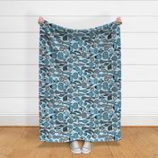 Retro Harvest Tea Towel  Blue 2