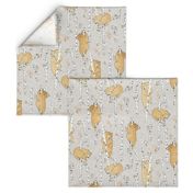 Birch Bears (regular) soft mustard linen