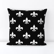 Three Inch White  Fleur-de-lis on Black