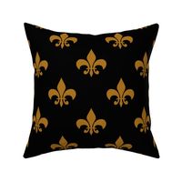 Three Inch Matte Antique Gold Fleur-de-lis on Black