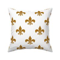 Three Inch Matte Antique Gold Fleur-de-lis on White