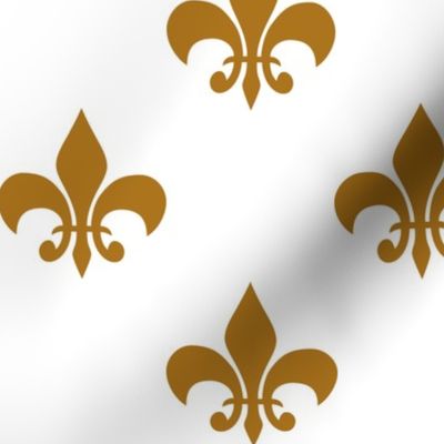 Three Inch Matte Antique Gold Fleur-de-lis on White