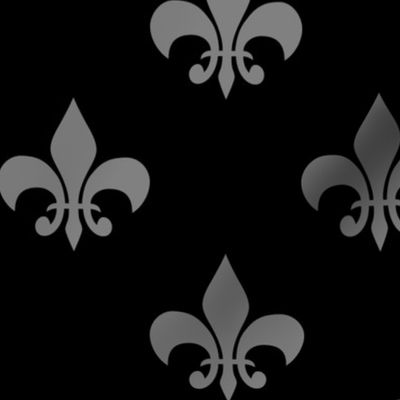 Three Inch Medium Gray Fleur-de-lis on Black