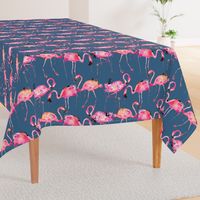 flamingos on steel blue