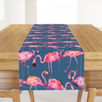 flamingos on steel blue