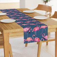 flamingos on steel blue