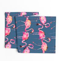 flamingos on steel blue