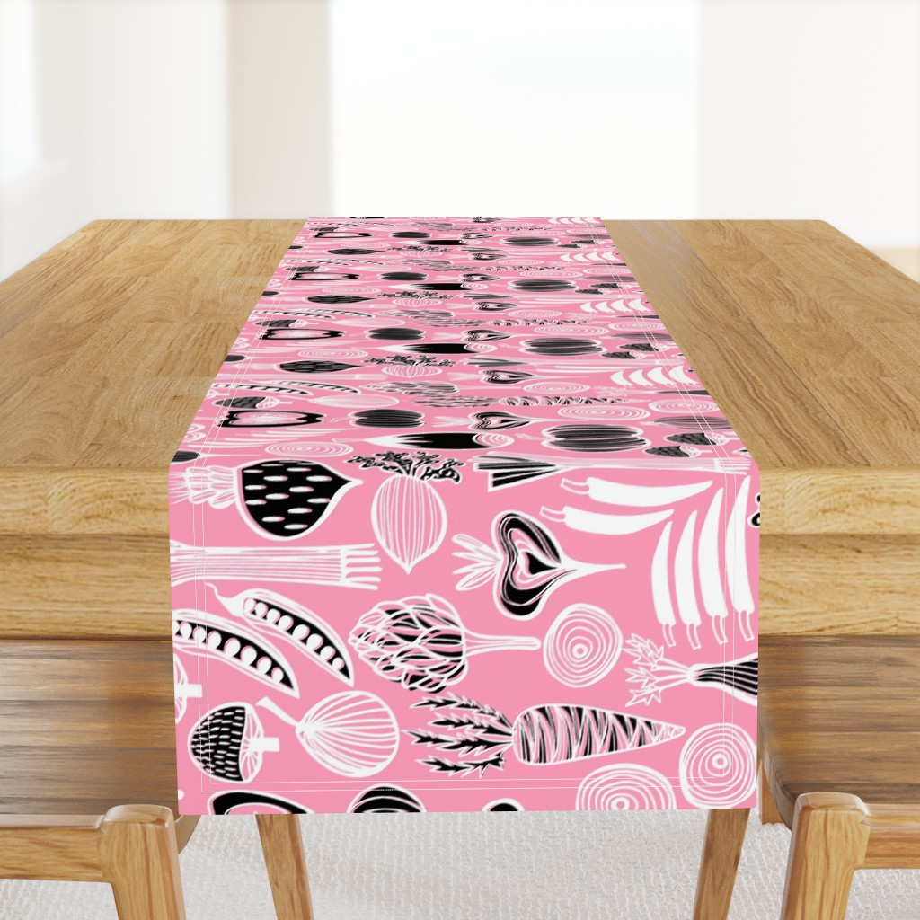 Retro Harvest Tea Towel Pink 3