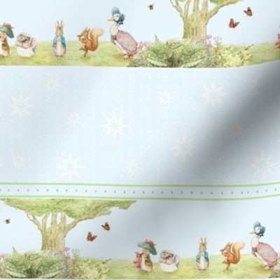 Beatrix Potter Character Border Print - Peter Rabbit, Benjamin Bunny, Mrs. Tiggywinkle, Squirrel Nutkin, Jemima Puddleduck