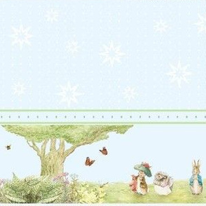 Beatrix Potter Character Border Print - Peter Rabbit, Benjamin Bunny, Mrs. Tiggywinkle, Squirrel Nutkin, Jemima Puddleduck