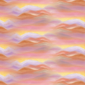 MOUTAIN SKY CLOUDS SPRING BEIGE PINK CORAL FLWRHT