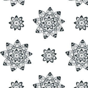 Mandala black and white seamless pattern