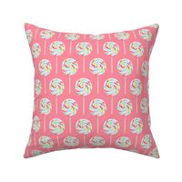 whirly pops -  multi pink on pink -lollipop fabric