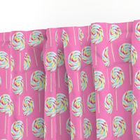 whirly pops -  multi pink - on bright pink