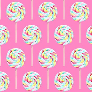 whirly pops -  multi pink - on bright pink